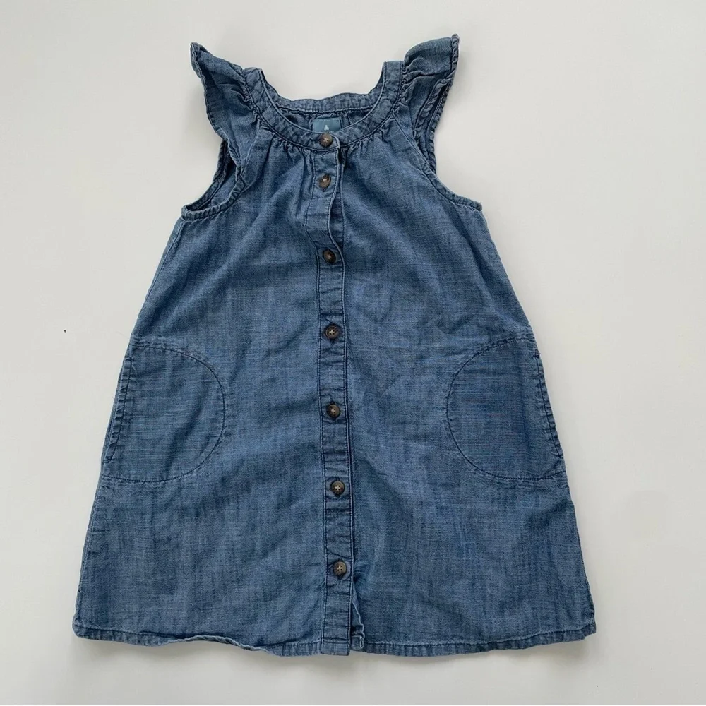 Gap Kids Little Girls Blue Denim Chambray Jumper Dresses LOT OF 2, Size 3/4